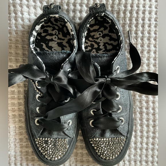 Custom Converse AllStars Black Glitter Rhinestone bedazzled Low tops, MSRP $350 - Picture 3 of 9
